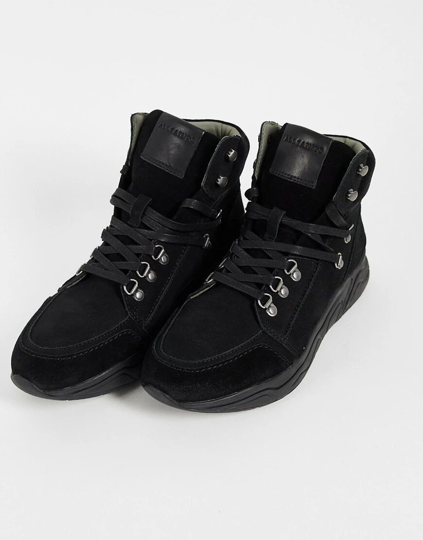AllSaints All Saints brant chunky hiker trainers in black suede  Black