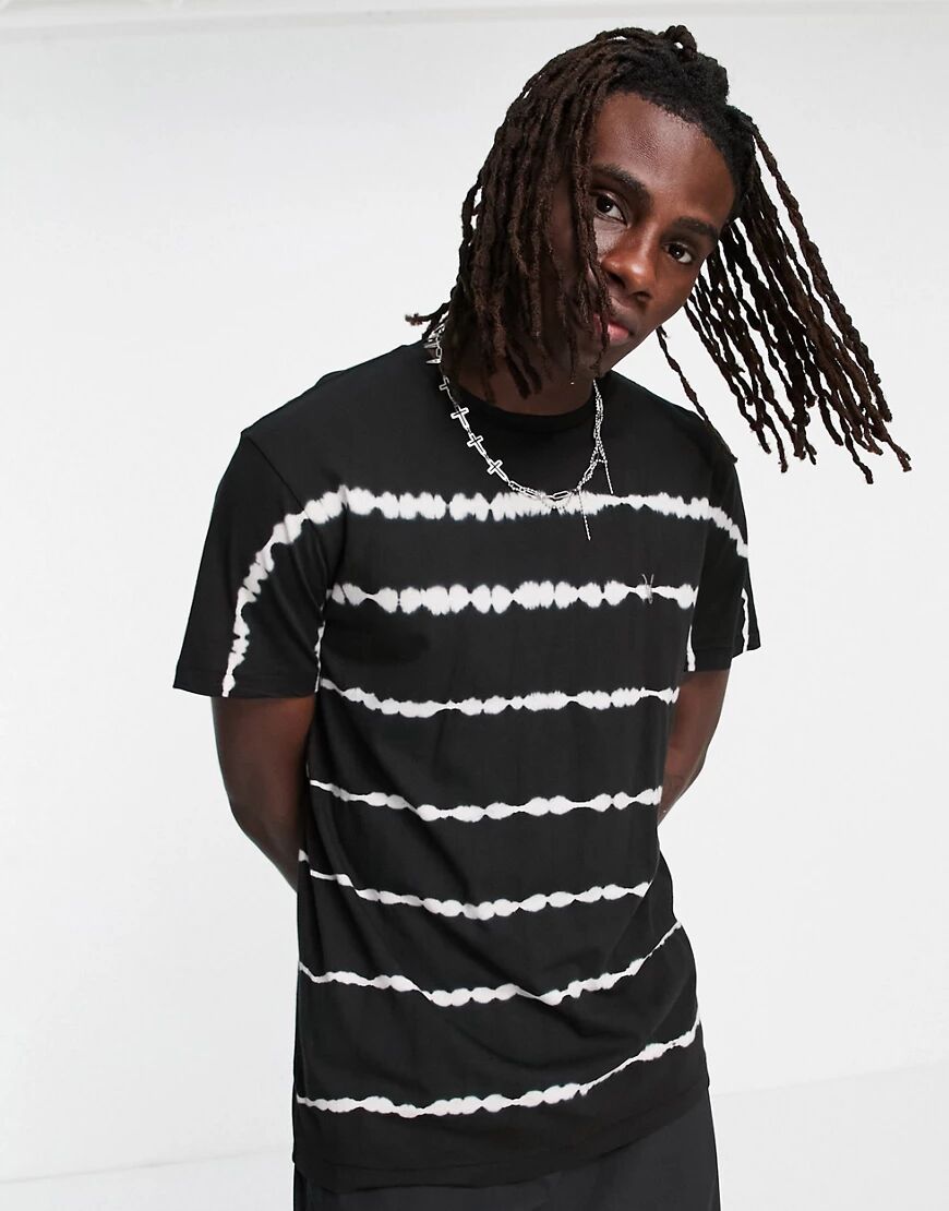 AllSaints vagos tie dye stripe print t-shirt in black  Black