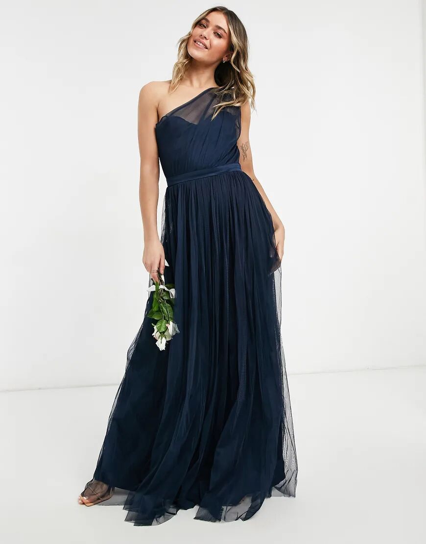 Anaya With Love Bridesmaid tulle one shoulder maxi dress in navy  Navy