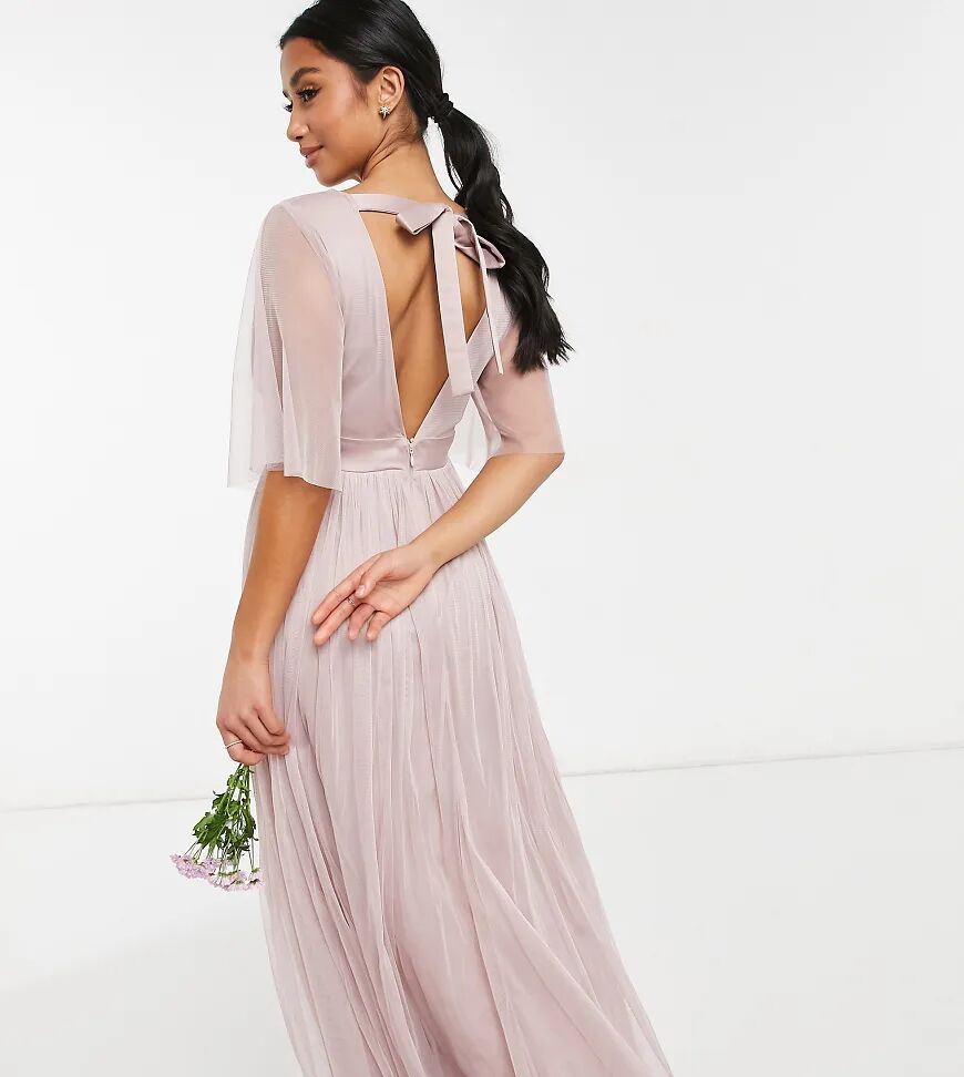 Anaya Petite Anaya With Love Petite Bridesmaid tulle flutter sleeve maxi dress in pink  Pink