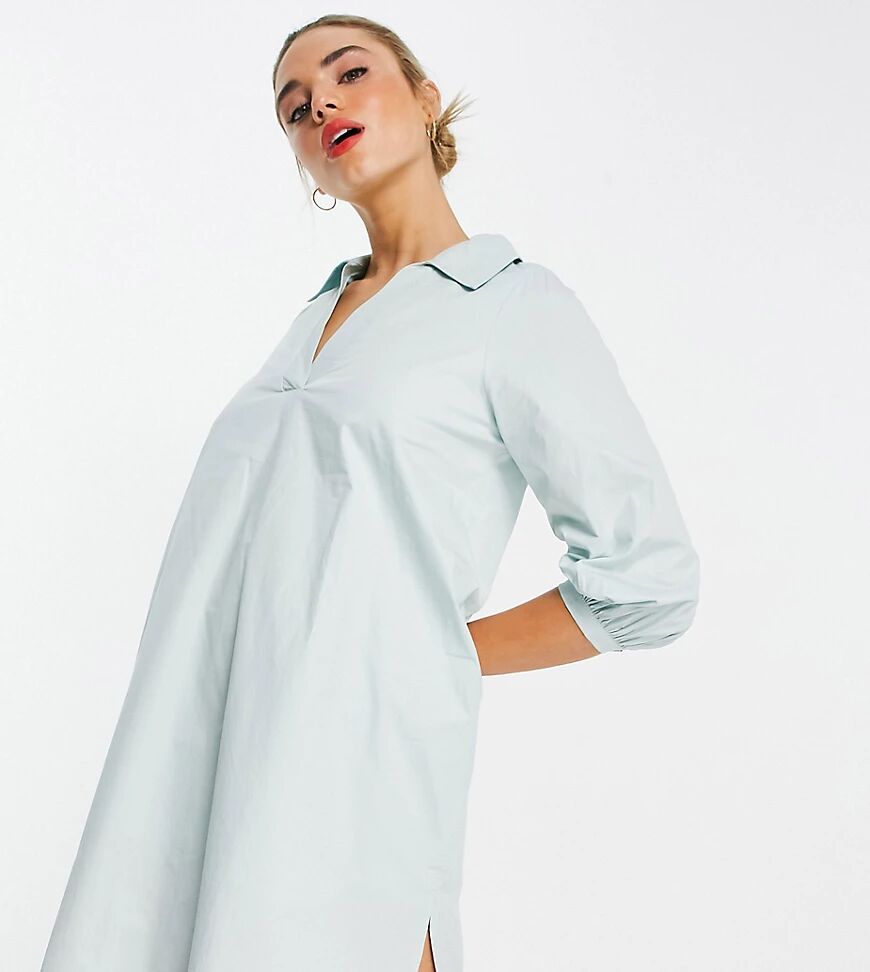 Annorlunda heavy weight shirt dress with balloon sleeves-Blue  Blue