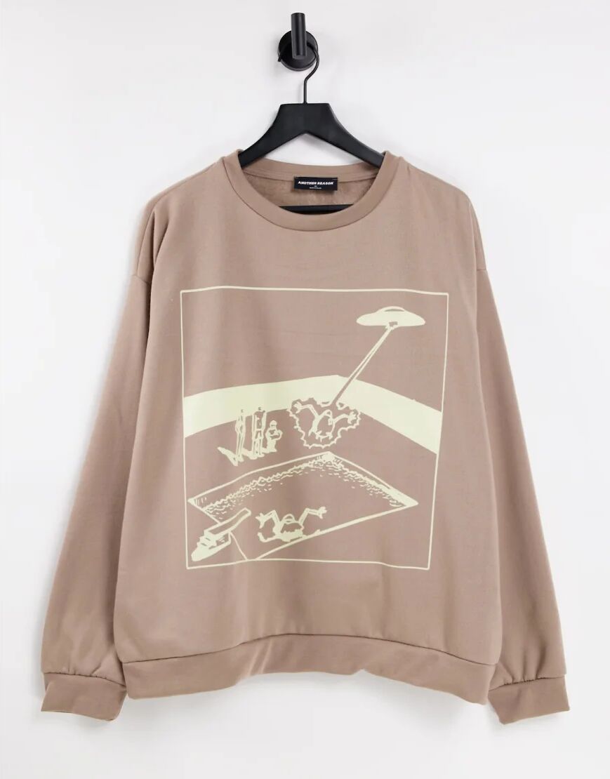 Another Reason pool scene sweatshirt in beige-Neutral  Neutral