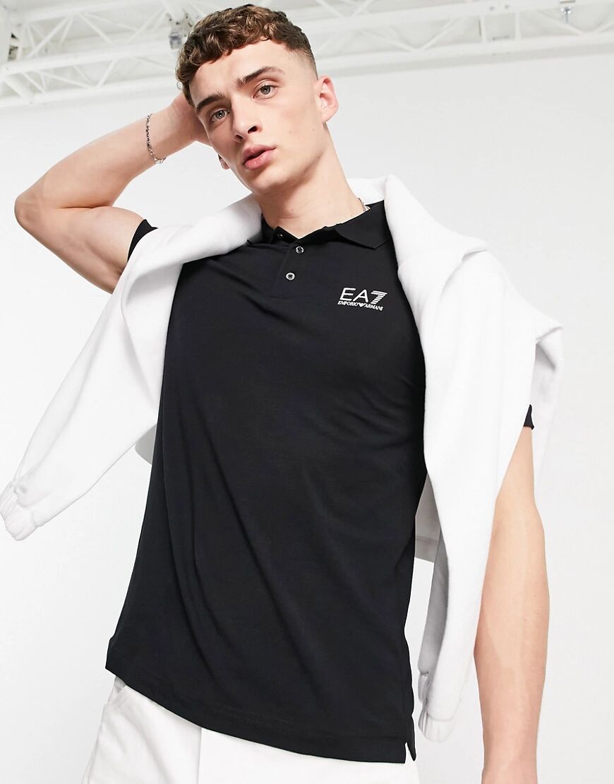 EA7 Armani EA7 Core ID logo polo shirt in black  Black