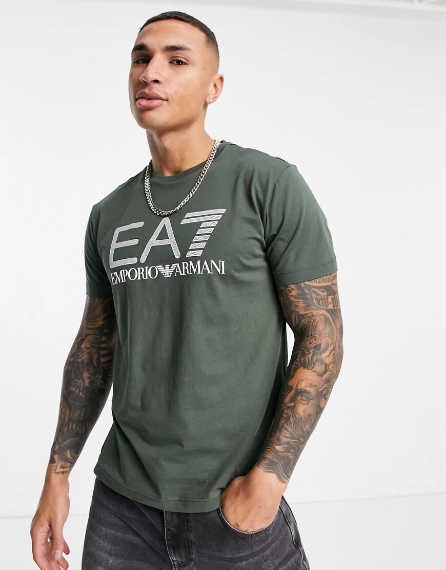 EA7 Armani EA7 visibility large logo t-shirt in khaki-Green  Green