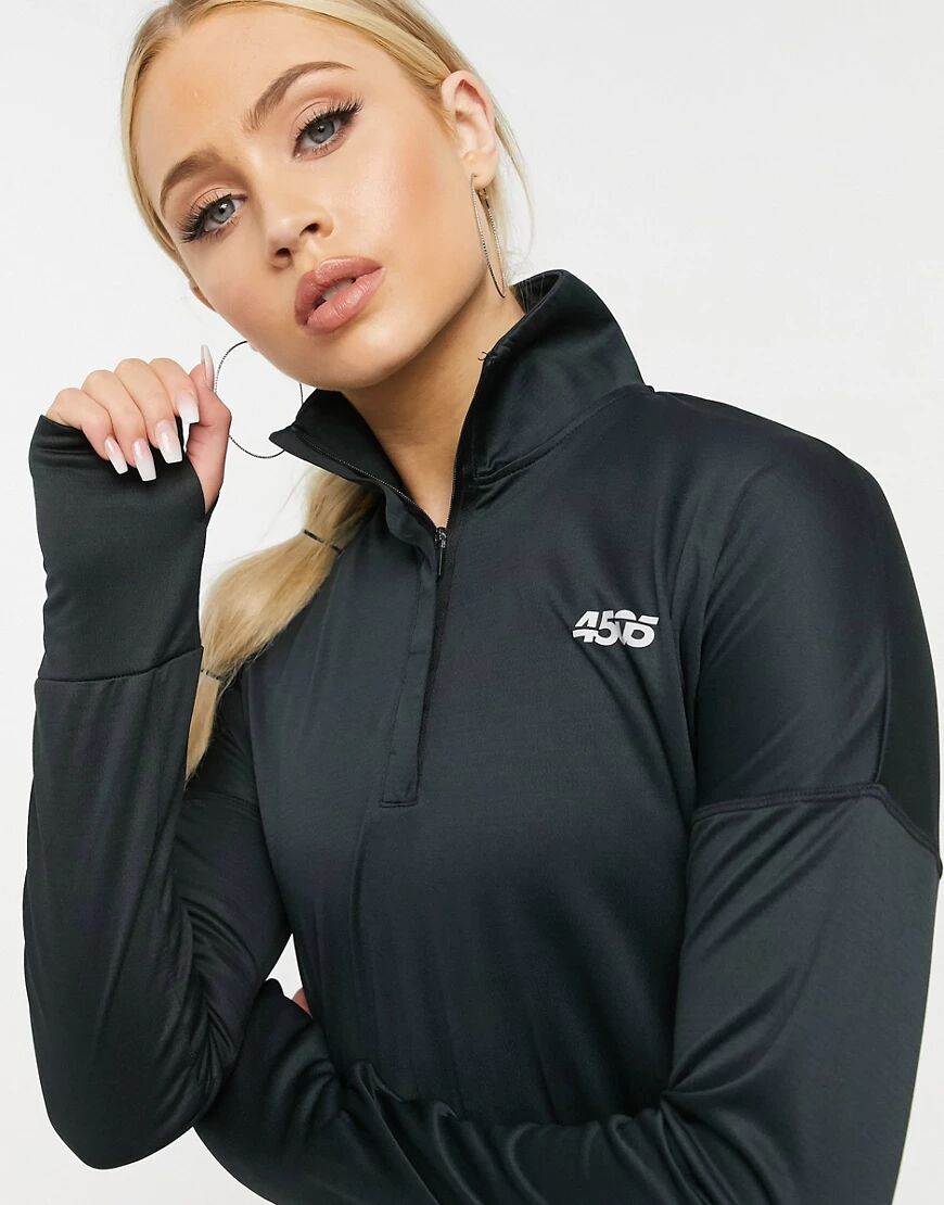 ASOS 4505 icon long sleeve top with 1/4 zip-Black  Black