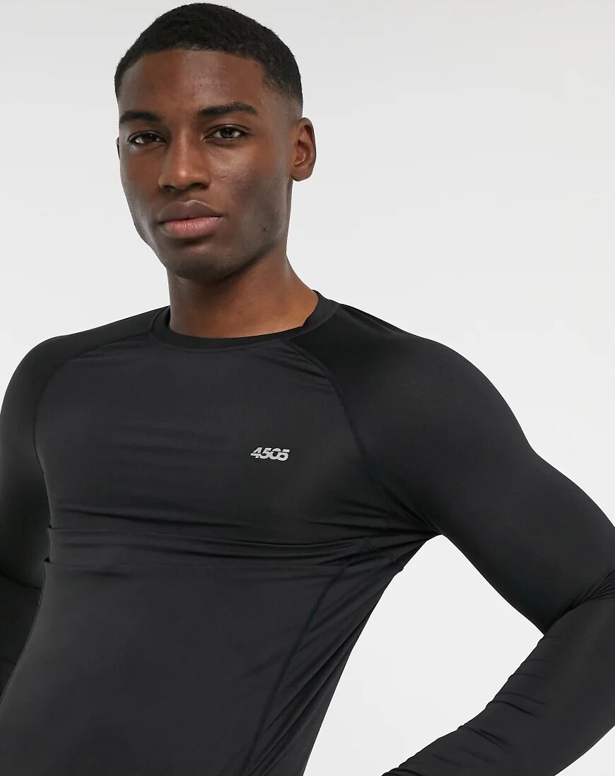 ASOS 4505 icon muscle fit training long sleeve t-shirt with quick dry in black  Black