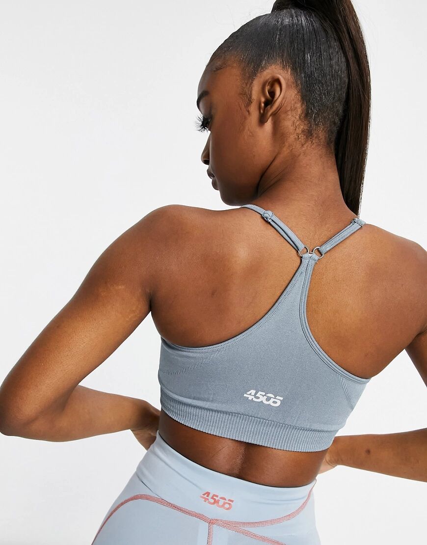 ASOS 4505 metallic seamless strappy sports bra-Blue  Blue