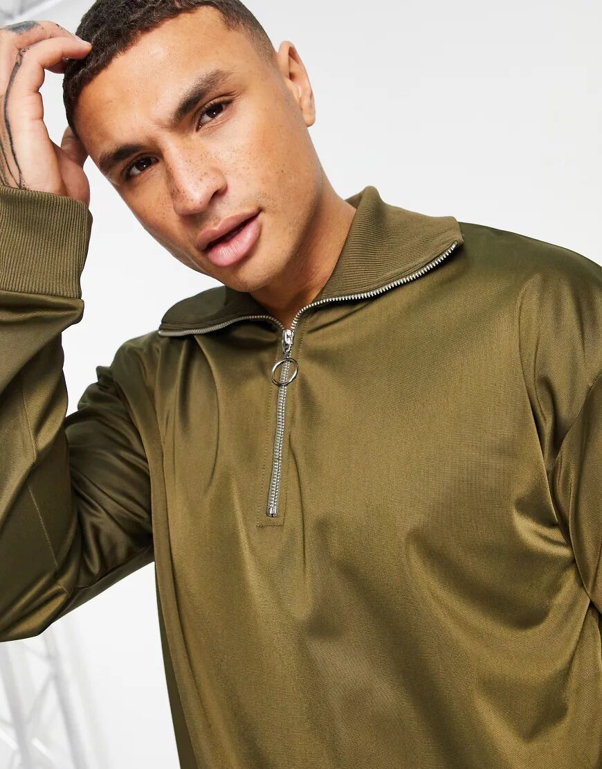 ASOS 4505 oversized sweatshirt with 1/4 zip in poly-tricot-Green  Green