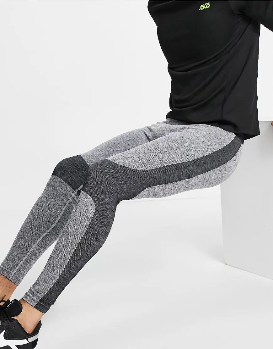 ASOS 4505 training tights in seamless jersey-Grey  Grey