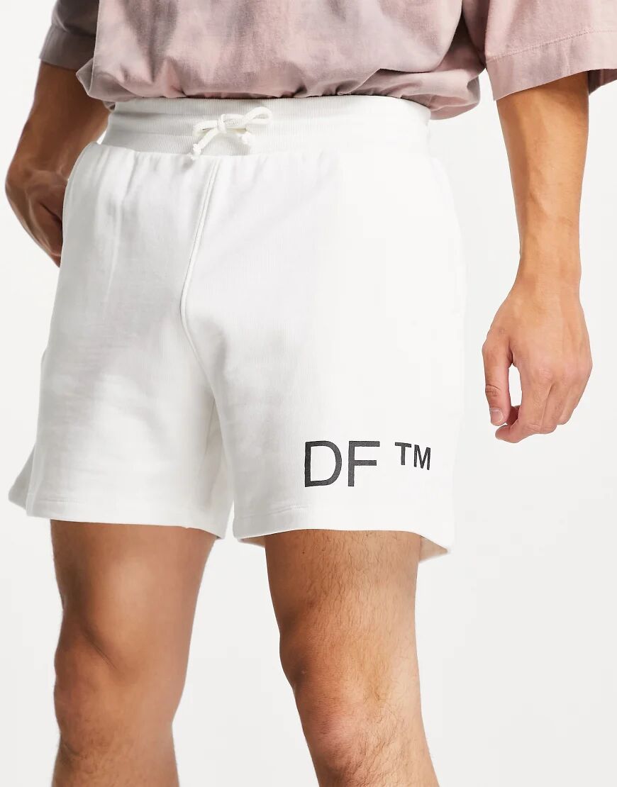 ASOS Dark Future jersey shorts in off white with printed logo in organic cotton-Neutral  Neutral