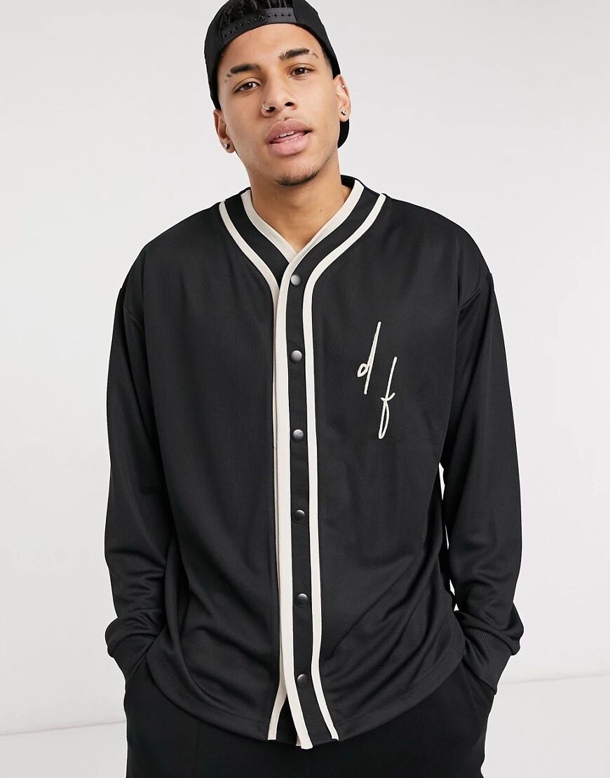 ASOS Dark Future oversized baseball jacket with embroidered logo in black  Black