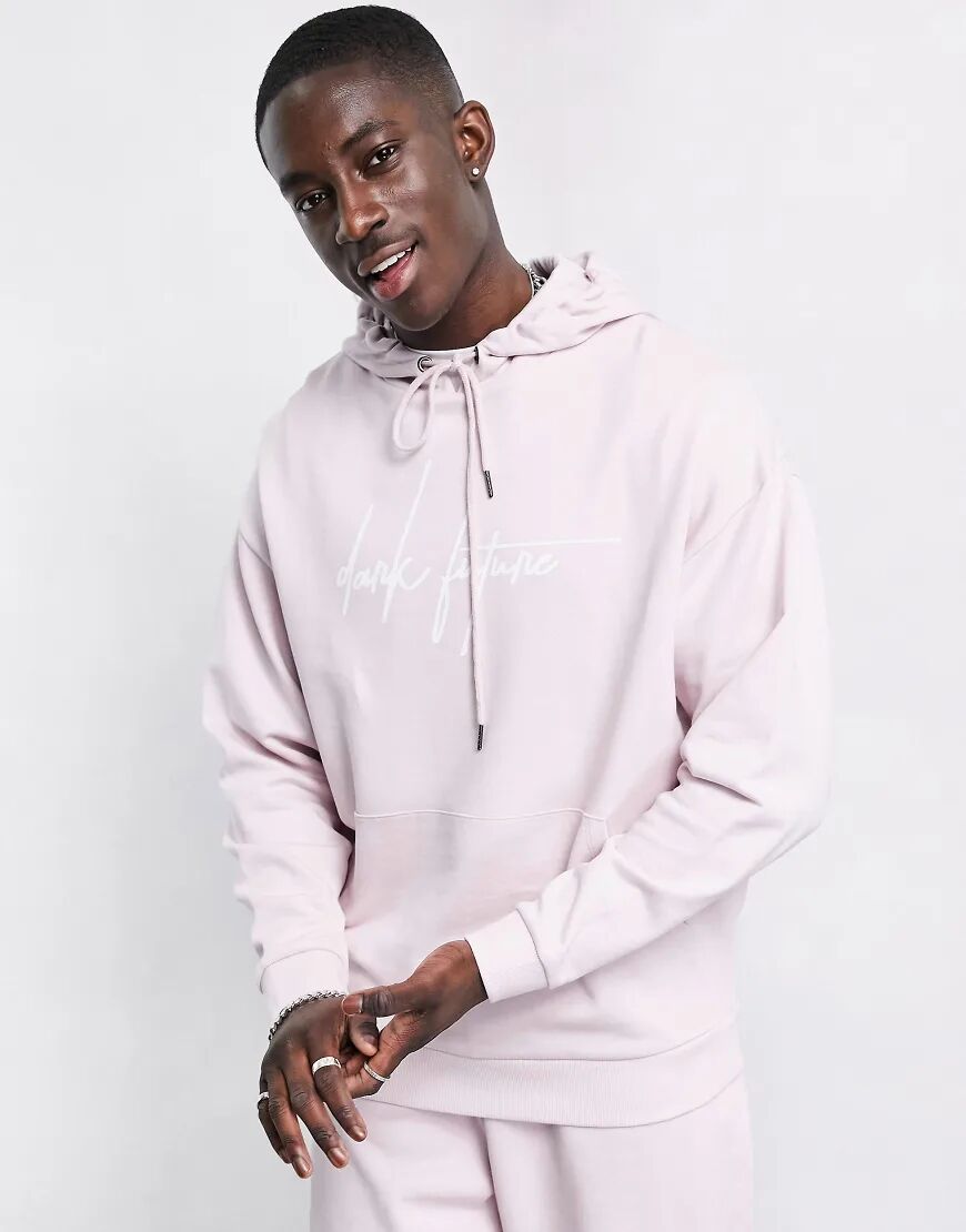 ASOS Dark Future oversized hoodie in lilac with logo print-Purple  Purple