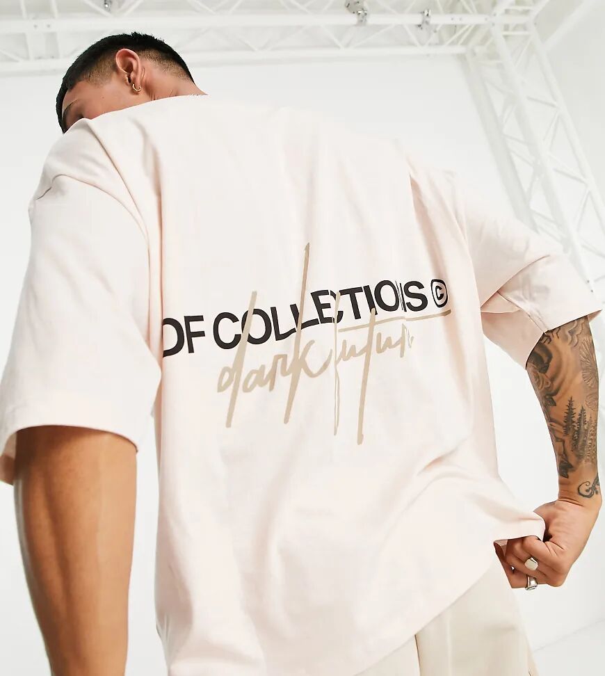 ASOS Dark Future oversized t-shirt in stone with back logo print-Neutral  Neutral