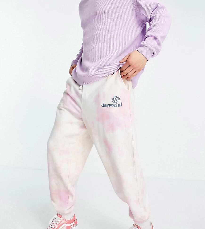 ASOS Day Social ASOS Daysocial co-ord relaxed tie dye jogger with logo print in pink and orange  Pink