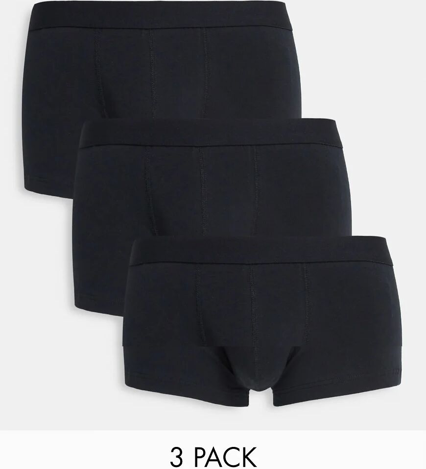 ASOS DESIGN 3 pack short trunks in black  Black