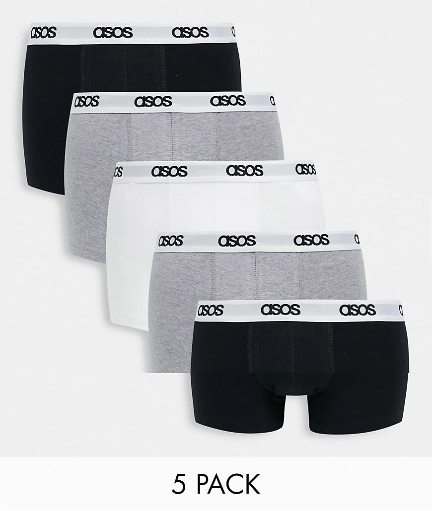 ASOS DESIGN 5 pack trunks with branded waistband-Multi  Multi