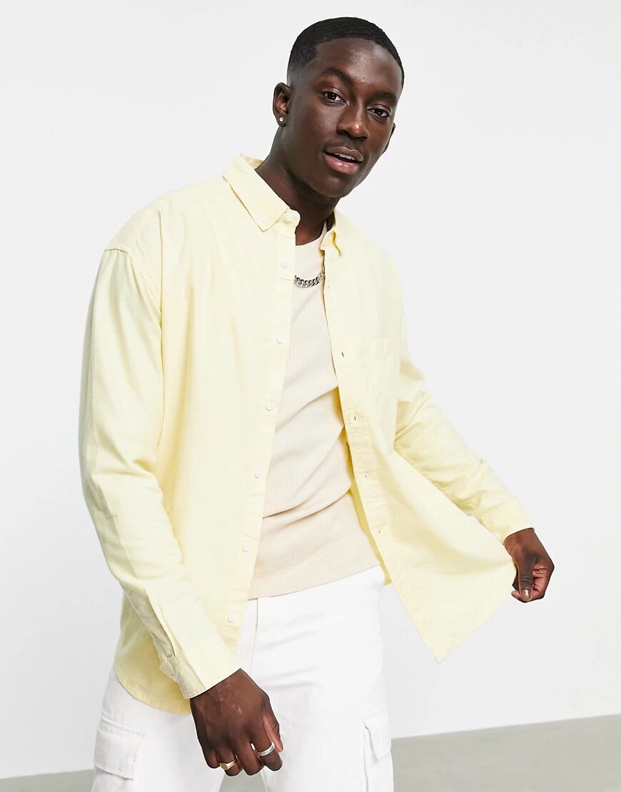 ASOS DESIGN 90s oversized oxford shirt in lemon yellow  Yellow