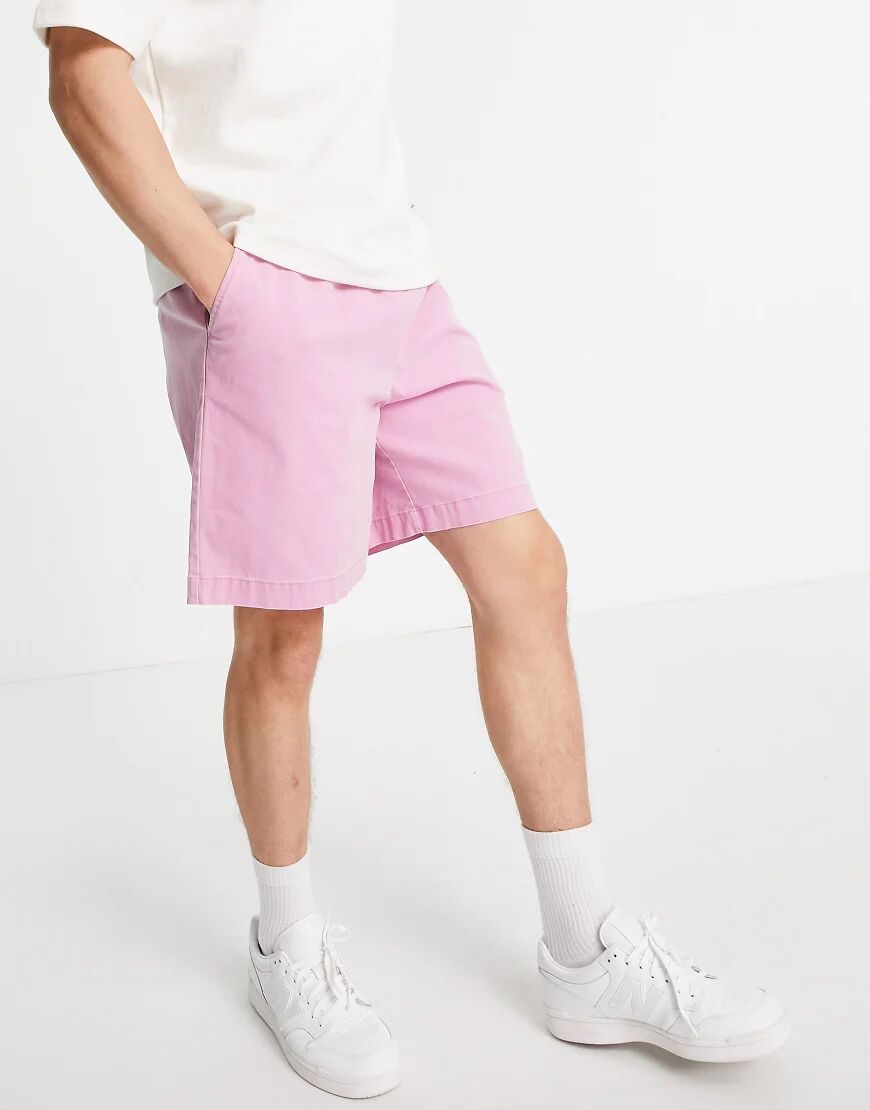 ASOS DESIGN boxy chino shorts in bright pink wash  Pink