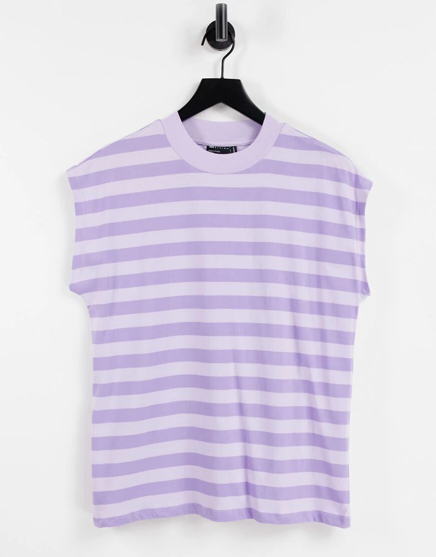 ASOS DESIGN boxy sleeveless t-shirt in lilac stripe-Purple  Purple