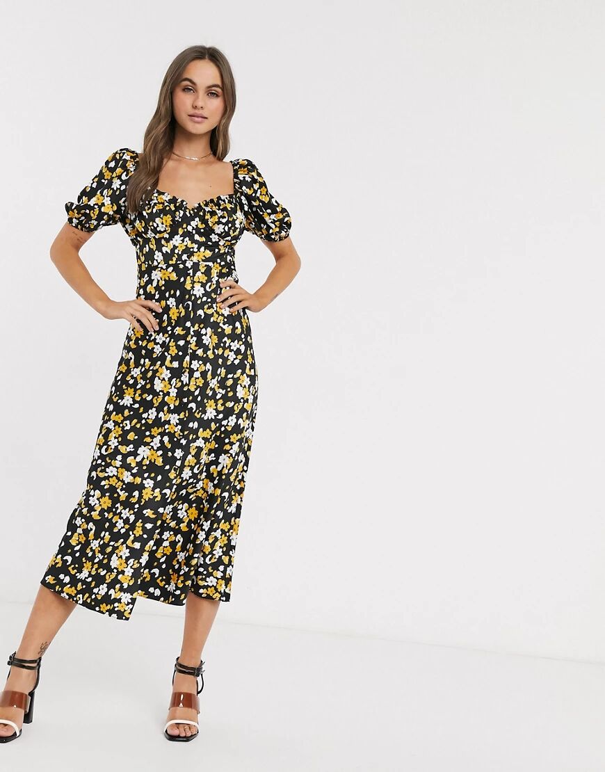 ASOS DESIGN button through maxi tea dress in floral animal print-Multi  Multi