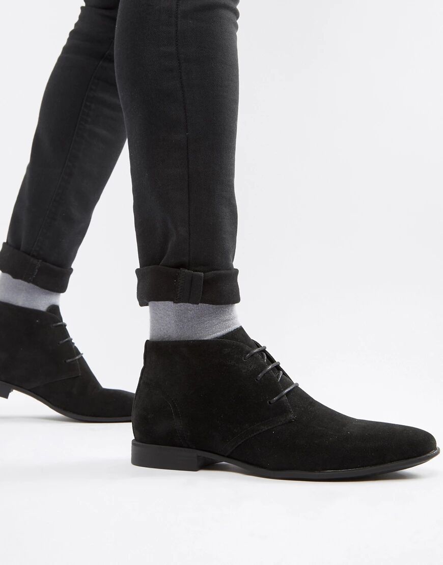 ASOS DESIGN chukka boots in black faux suede  Black