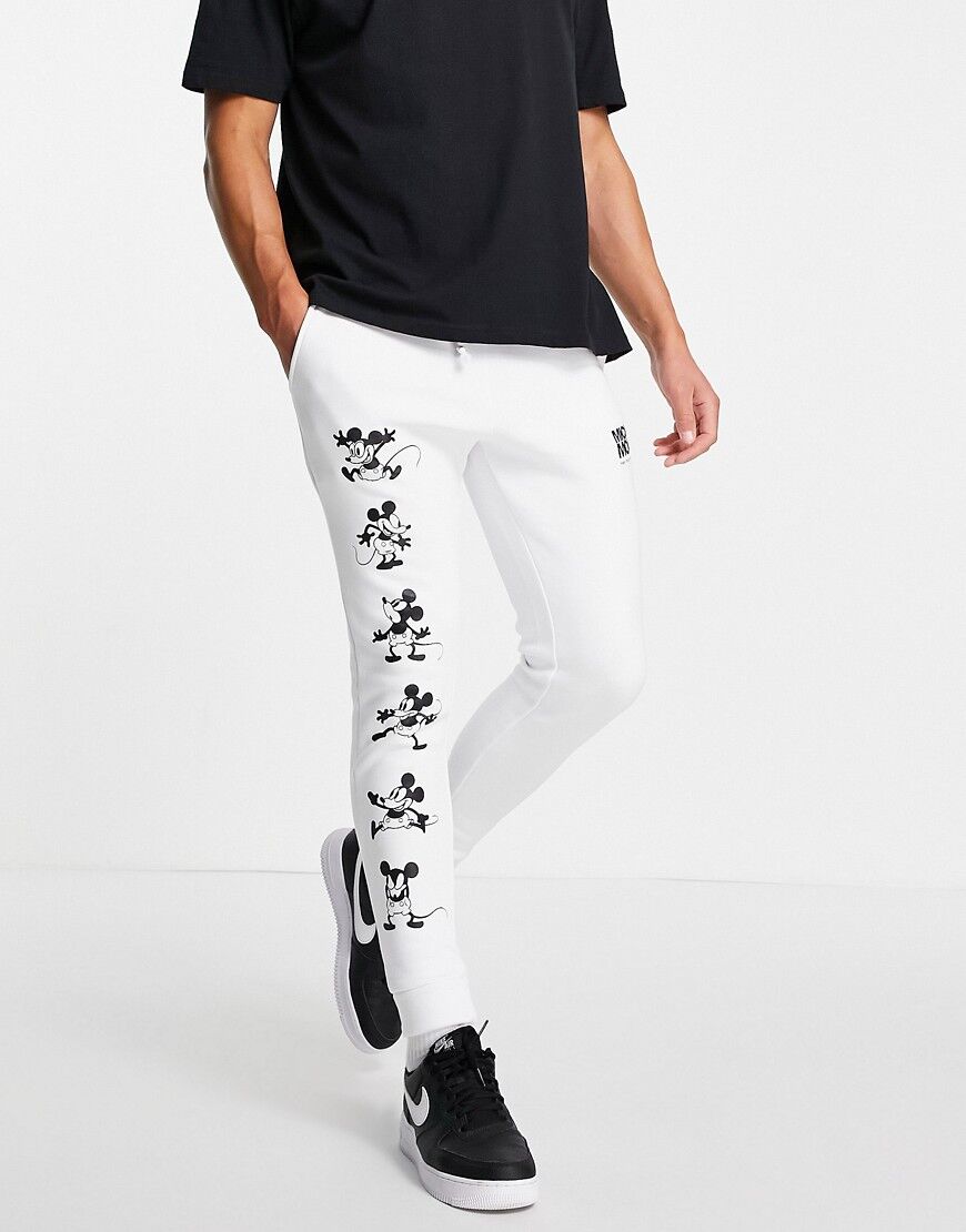 ASOS DESIGN co-ord jogger with Disney Mickey Mouse gloss print in white  White
