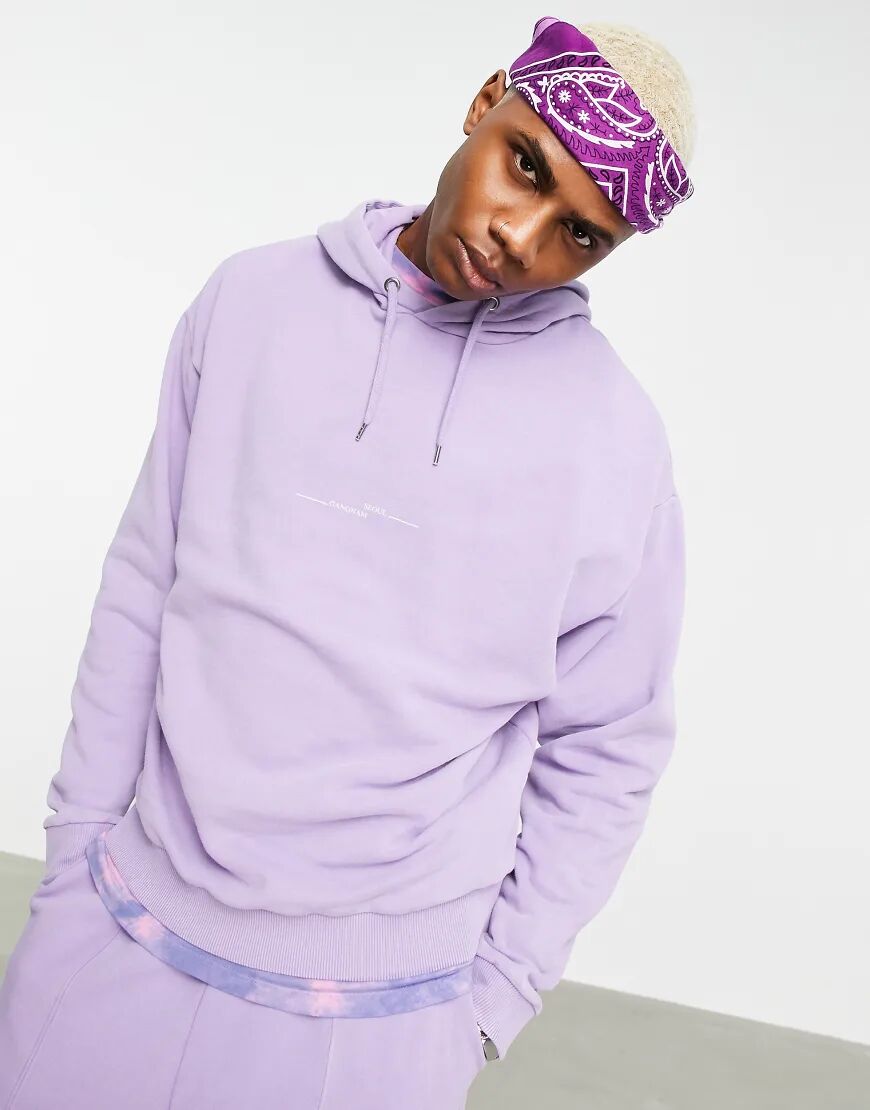 ASOS DESIGN co-ord oversized hoodie in washed purple with text print  Purple