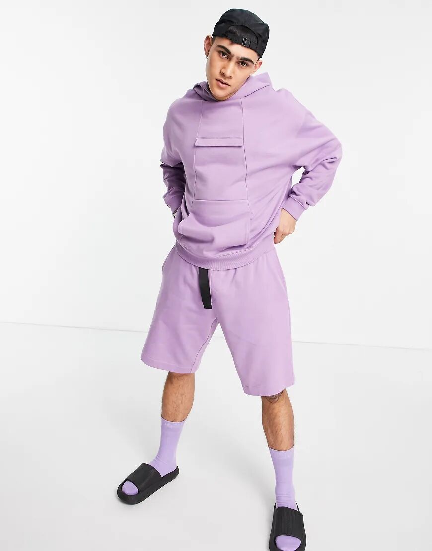 ASOS DESIGN co-ord oversized jersey shorts with utility details in purple  Purple