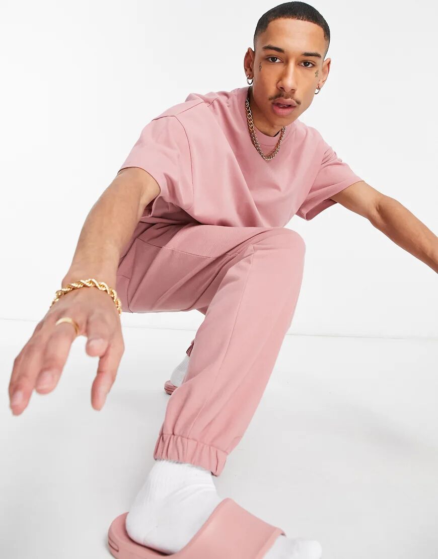 ASOS DESIGN co-ord oversized joggers in pink pique  Pink