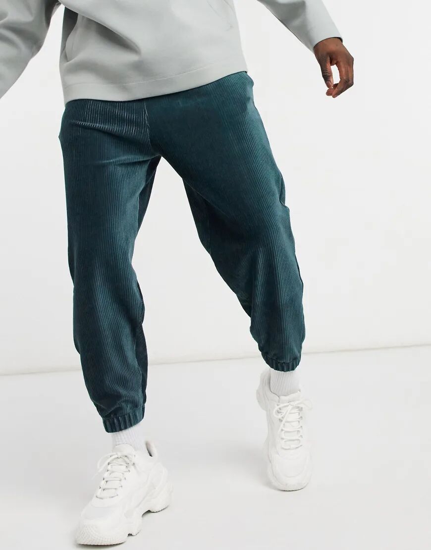 ASOS DESIGN co-ord oversized joggers in velour cord-Green  Green