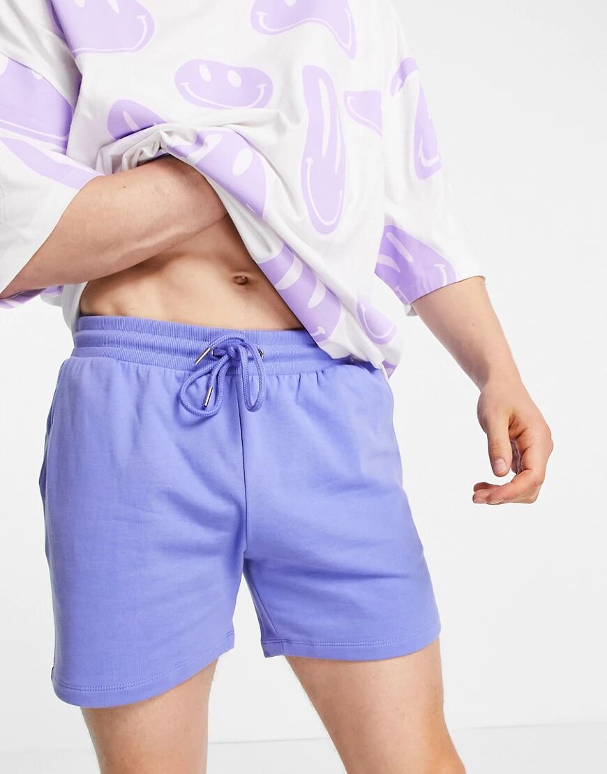 ASOS DESIGN co-ord slim shorts in purple-Blue  Blue