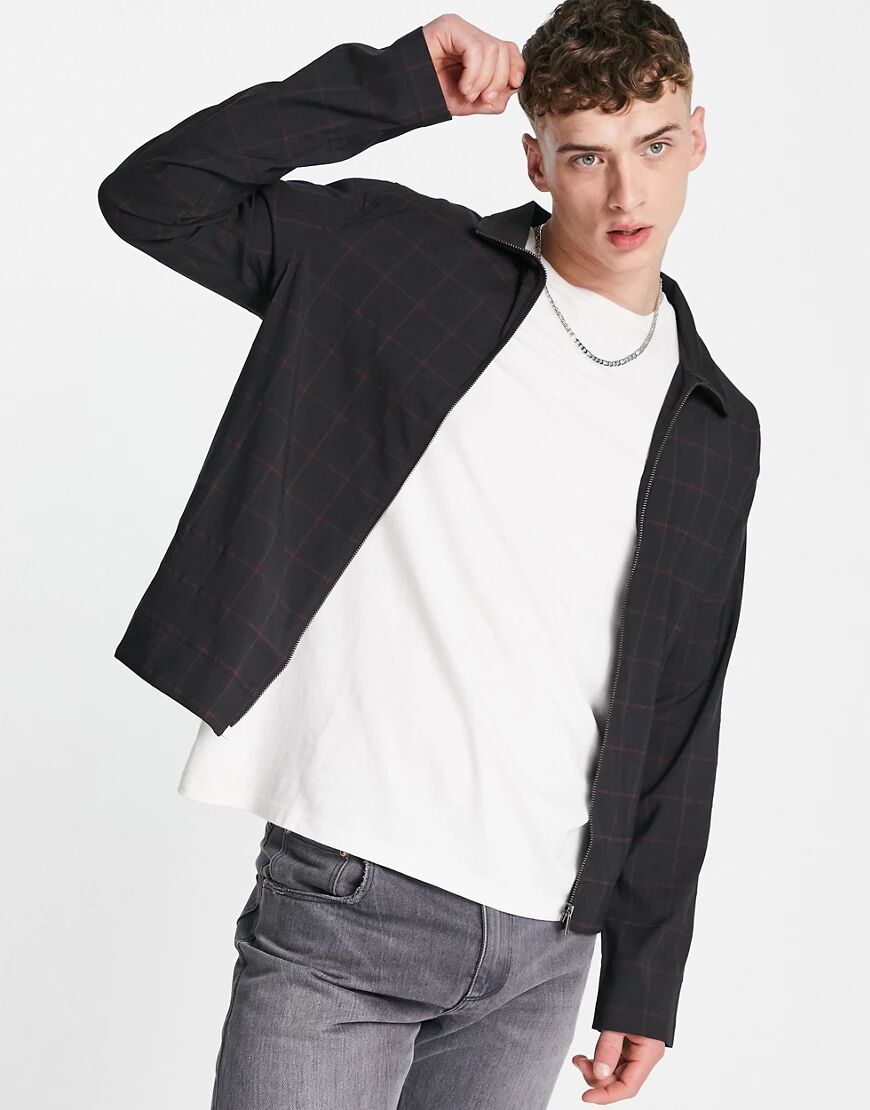 ASOS DESIGN co-ord smart track jacket with windowpane check in navy  Navy