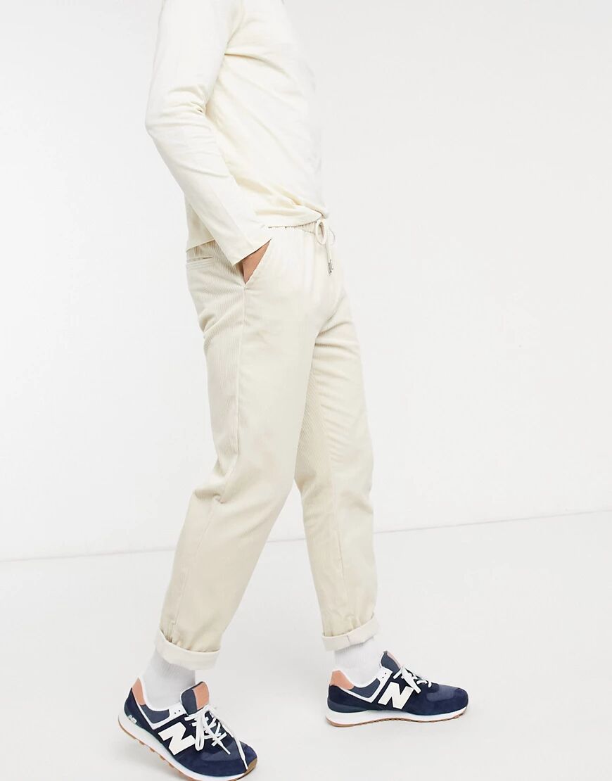 ASOS DESIGN cord slim trousers in beige-Neutral  Neutral