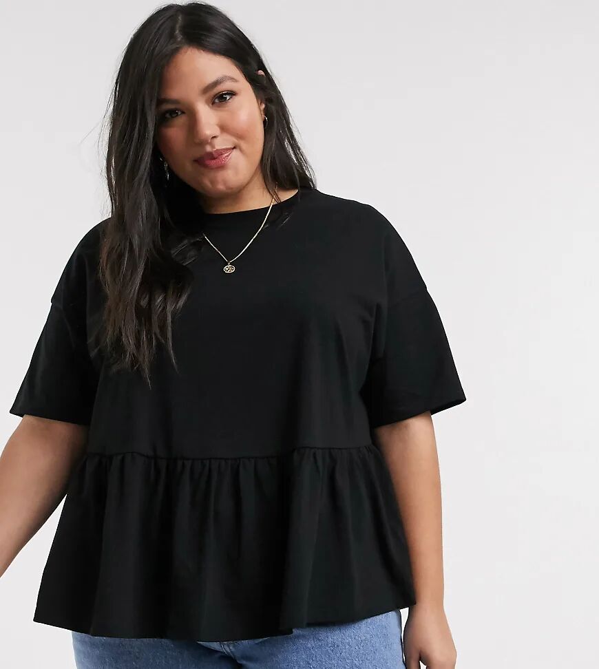 ASOS Curve ASOS DESIGN Curve casual smock top-Black  Black