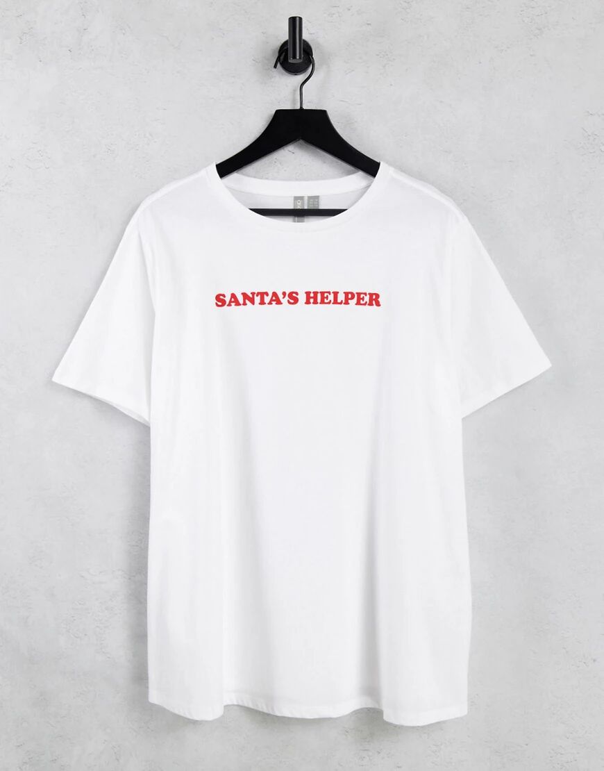 ASOS DESIGN Curve Christmas Santa's helper t-shirt in white  White