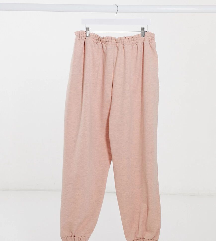 ASOS Curve ASOS DESIGN Curve lounge co-ord oversized jogger in peach overdyed marl-Pink  Pink