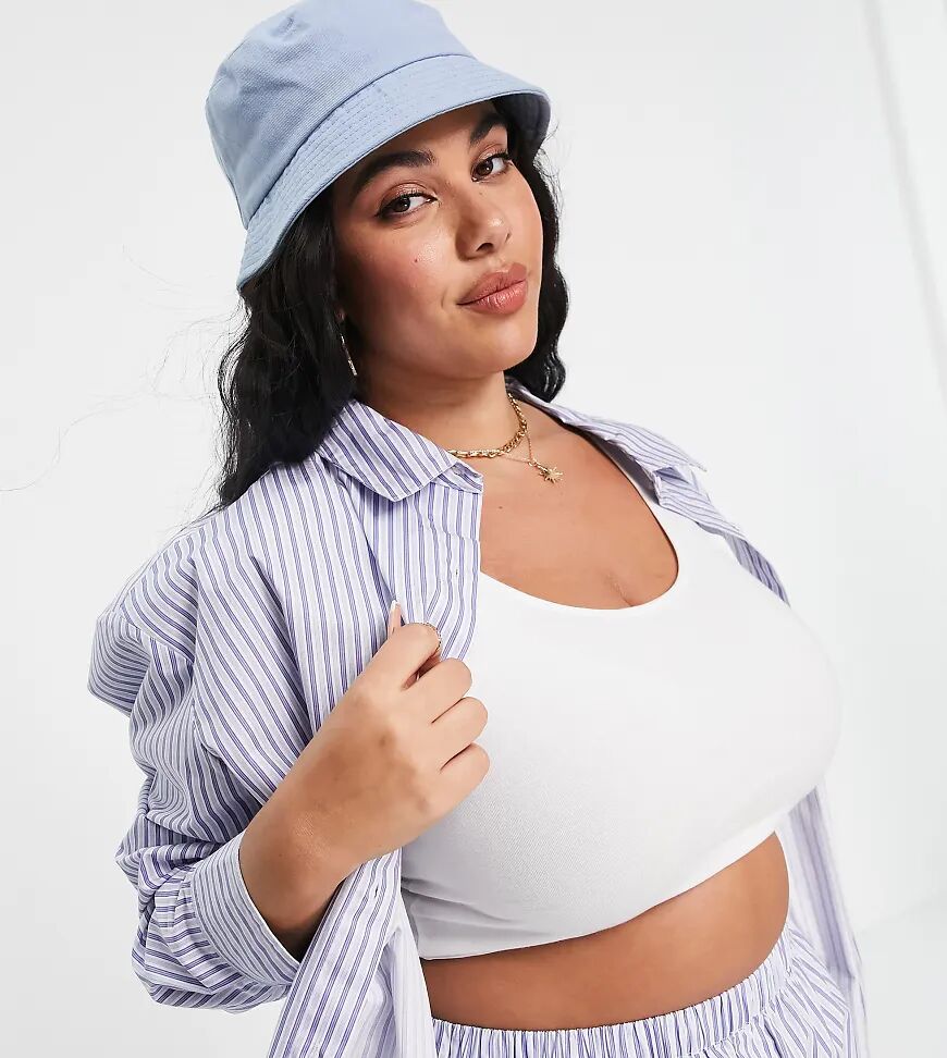 ASOS Curve ASOS DESIGN Curve oversized cotton poplin shirt co-ord in blue stripe  Blue