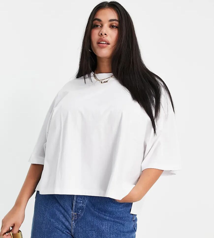 ASOS Curve ASOS DESIGN Curve super oversized t-shirt with side split in white  White