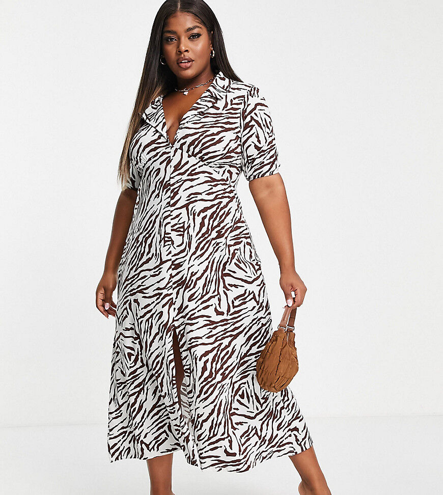 ASOS Curve ASOS DESIGN Curve ultimate midi tea dress in zebra-Multi  Multi