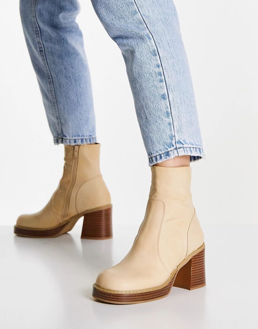 ASOS DESIGN Even chunky platform boots in natural-Neutral  Neutral