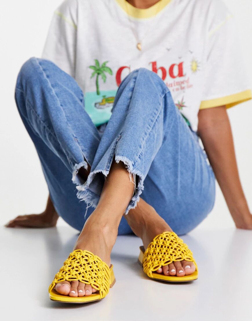 ASOS DESIGN Flexion woven mule sandals in yellow  Yellow