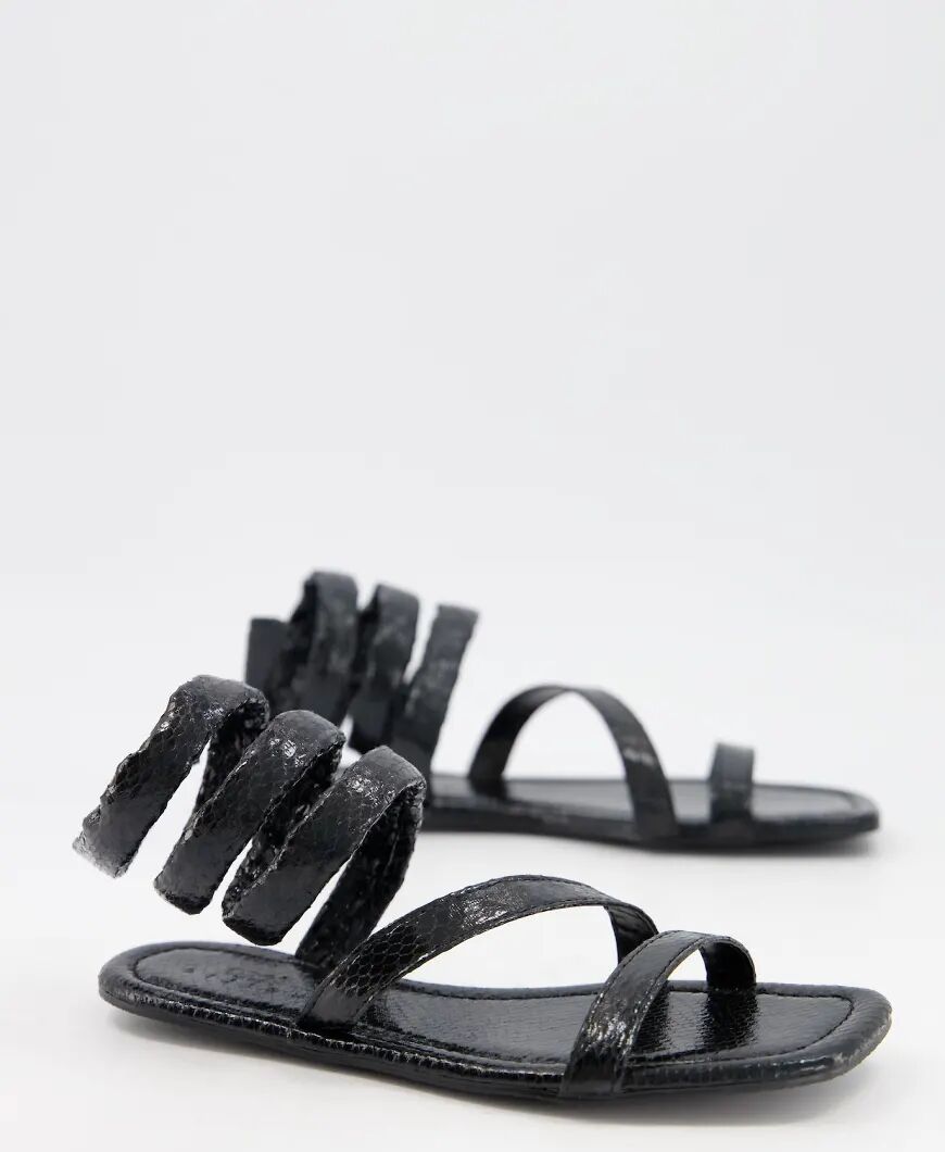 ASOS DESIGN Forcefield flat sandals in black snake  Black