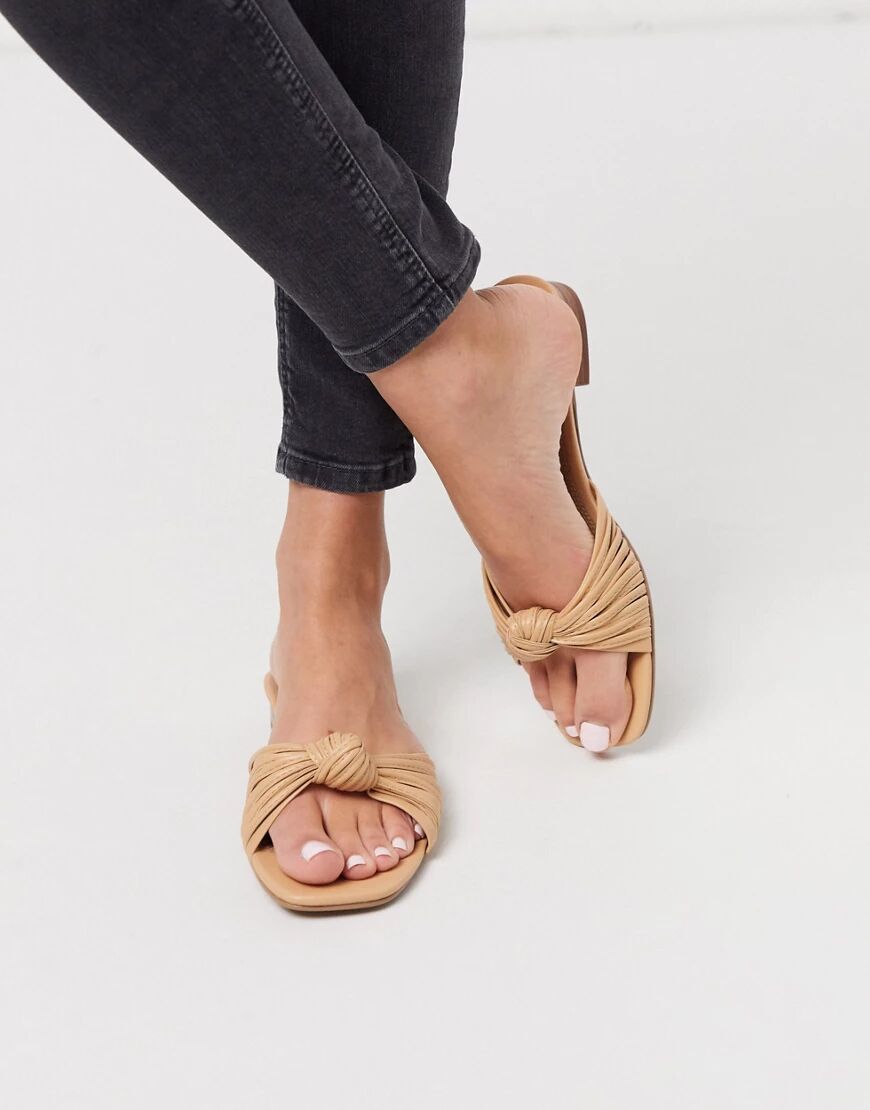 ASOS DESIGN Freddie knotted mule sandal in camel-Yellow  Yellow
