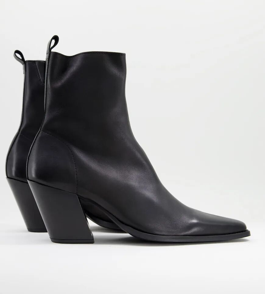 ASOS DESIGN heeled black leather chelsea boot with angled heel  Black