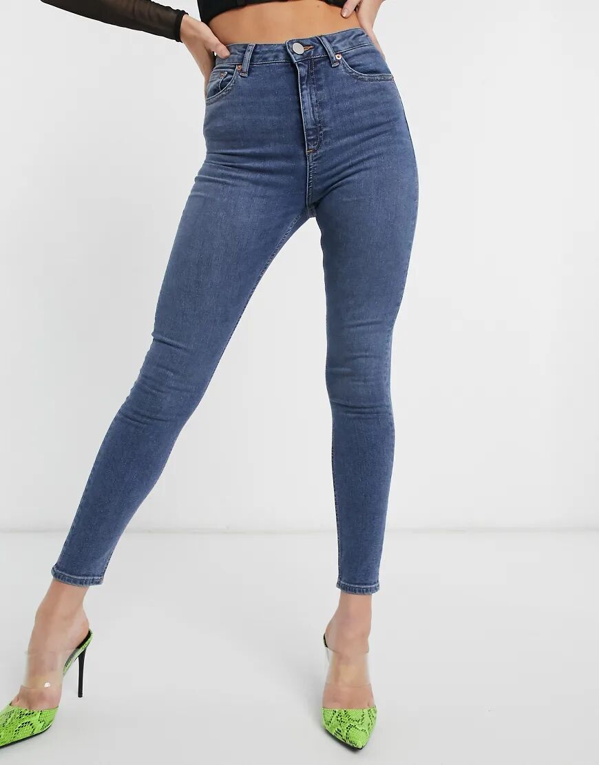 ASOS DESIGN high rise ridley 'skinny' jeans in vintage midwash blue  Blue