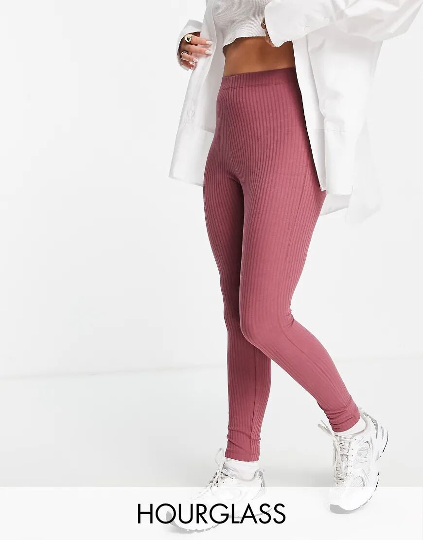 ASOS DESIGN Hourglass rib legging in berry-Purple  Purple