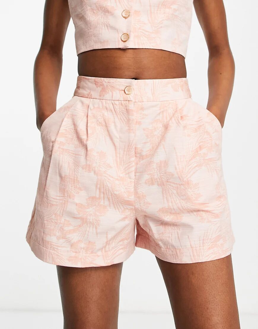 ASOS DESIGN jacquard shorts co-ord peach-Orange  Orange