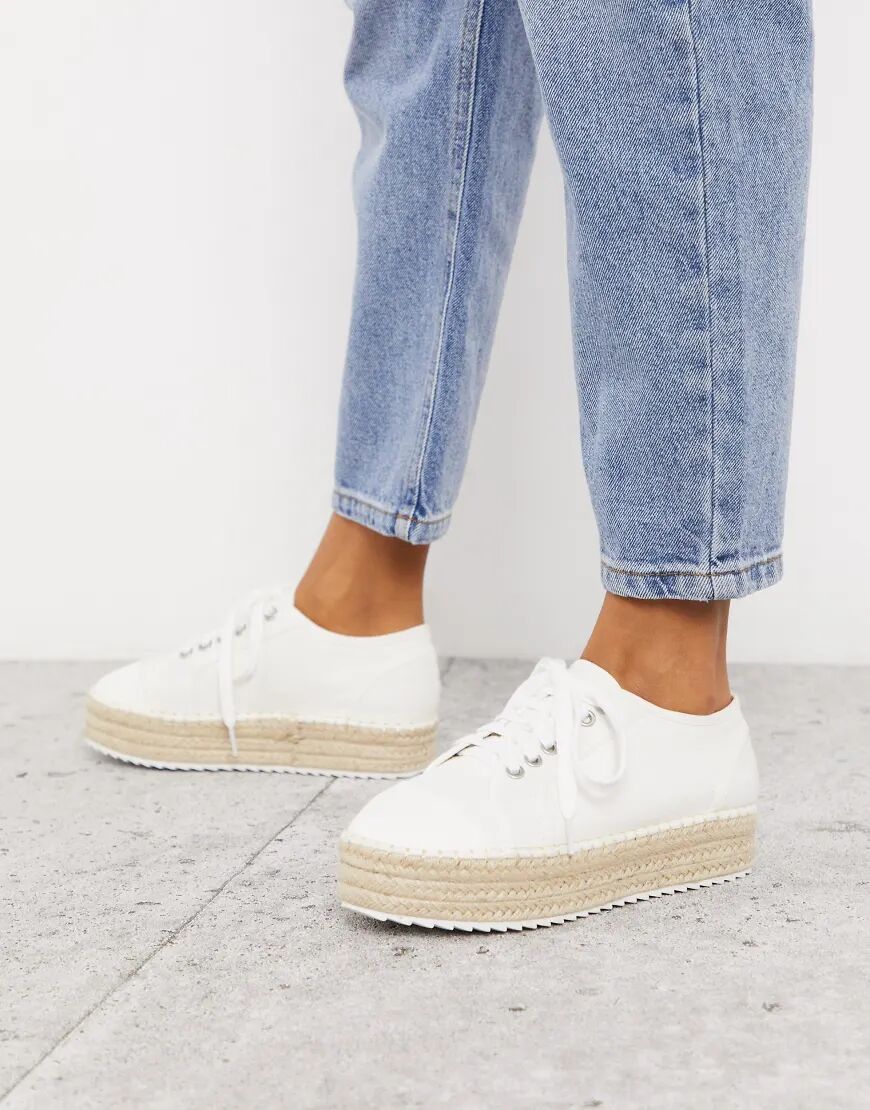 ASOS DESIGN January lace up espadrille trainers in white  White