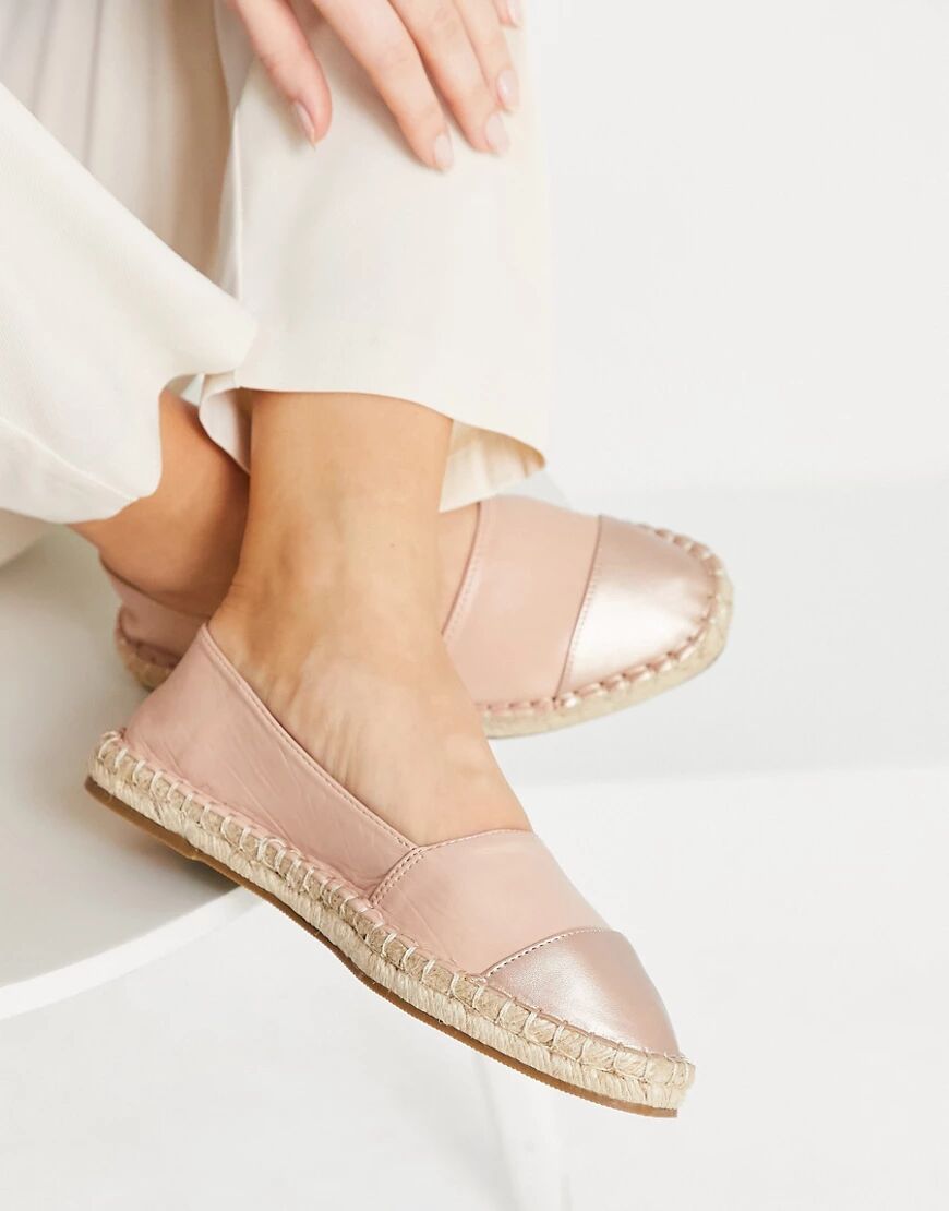 ASOS DESIGN Joy toe-cap espadrilles in pink and rose gold-Neutral  Neutral