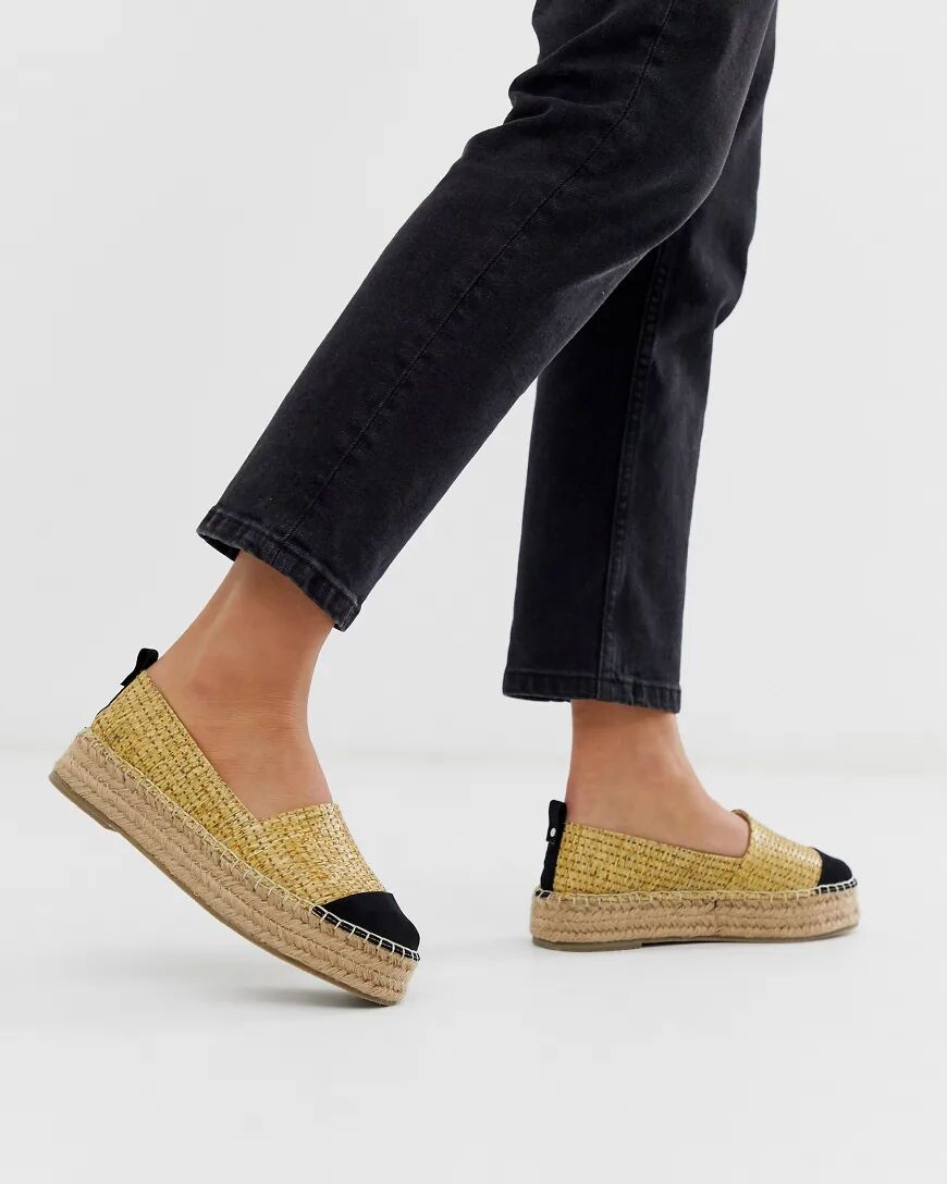 ASOS DESIGN Julee flatform espadrilles in natural weave-Neutral  Neutral